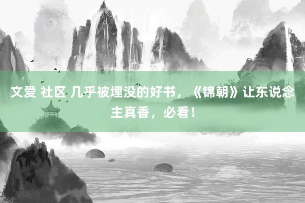 文爱 社区 几乎被埋没的好书，《锦朝》让东说念主真香，必看！