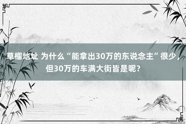 草榴地址 为什么“能拿出30万的东说念主”很少，但30万的车满大街皆是呢？