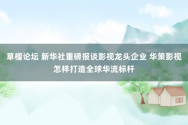 草榴论坛 新华社重磅报谈影视龙头企业 华策影视怎样打造全球华流标杆