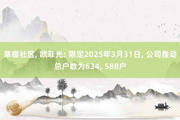 草榴社区， 欧菲光: 限定2025年3月31日， 公司推动总户数为634， 588户